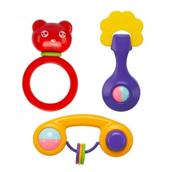 Rattle Set & Teether Toy - Ergonomic Grip - Melodious Sound - Smooth Rolling 