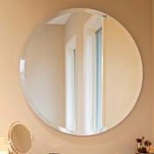 Frameless Round Beveled Wall Mirror