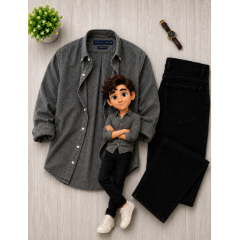 Men's Casual Shirt & Denim Combo Set