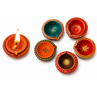 Hand-Painted Decorative Diya Set