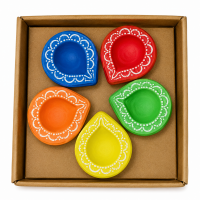 Hand-Painted Decorative Diya Set